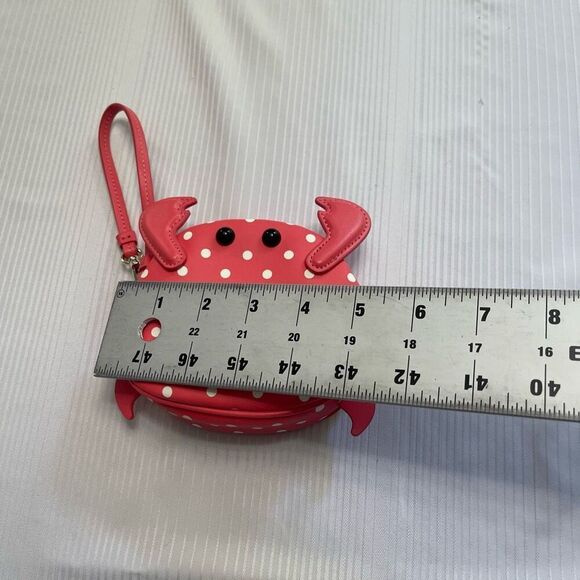 Kate Spade Shelly Wristlet Purse Red Polka Dot Crab Coin Bag Nautical Sea - Picture 6 of 7